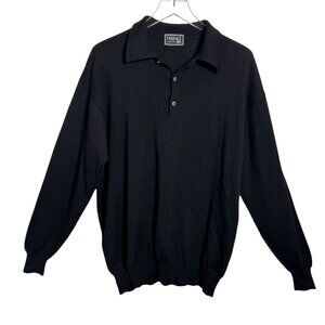 Versace Classic V2 Mens Black Merino Wool Collar Polo Sweater Size large